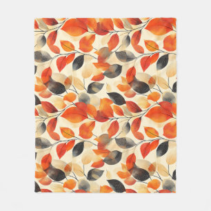 Autumn Leaves Elegance Seamless Pattern Fleece Blanket