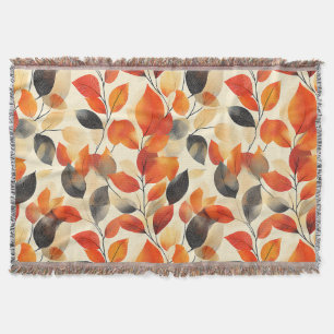 Autumn Leaves Elegance Seamless Pattern Throw Blanket