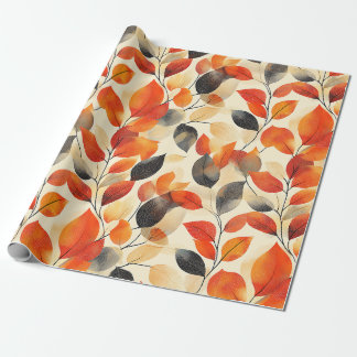 Autumn Leaves Elegance Seamless Pattern Wrapping Paper