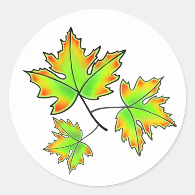 Autumn Leaves elegant fall botanical Classic Round Sticker (Front)