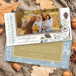 Autumn Leaves Elegant Swirls Thanksgiving Photo Holiday Card