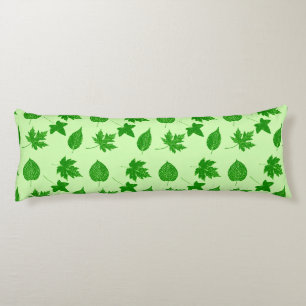 Autumn leaves - emerald and lime green body cushion