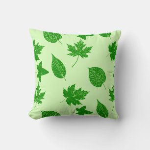 Autumn leaves - emerald and lime green cushion