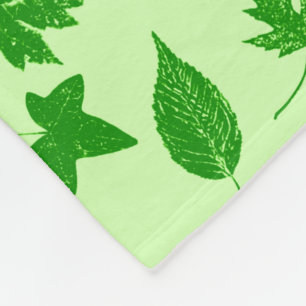 Autumn leaves - emerald and lime green fleece blanket