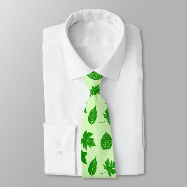 Autumn leaves - emerald and lime green tie (Tied)