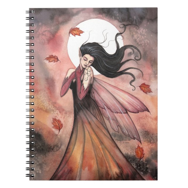 Autumn Leaves Fairy Fantasy Art Notebook (Front)