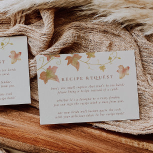 Autumn Leaves Fall Bridal Shower Recipe Request Enclosure Card