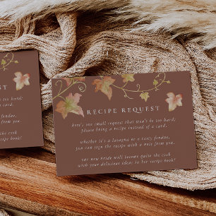 Autumn Leaves Fall Bridal Shower Recipe Request Enclosure Card
