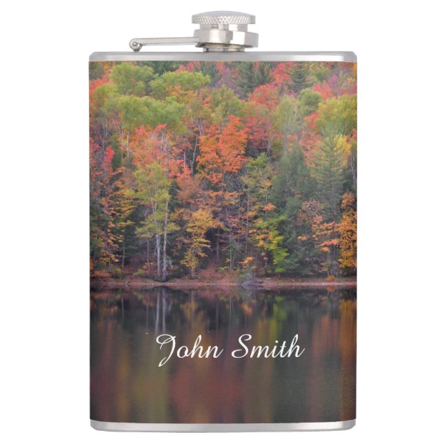 Autumn Leaves Fall Colour Scene Drink Flask (Front)