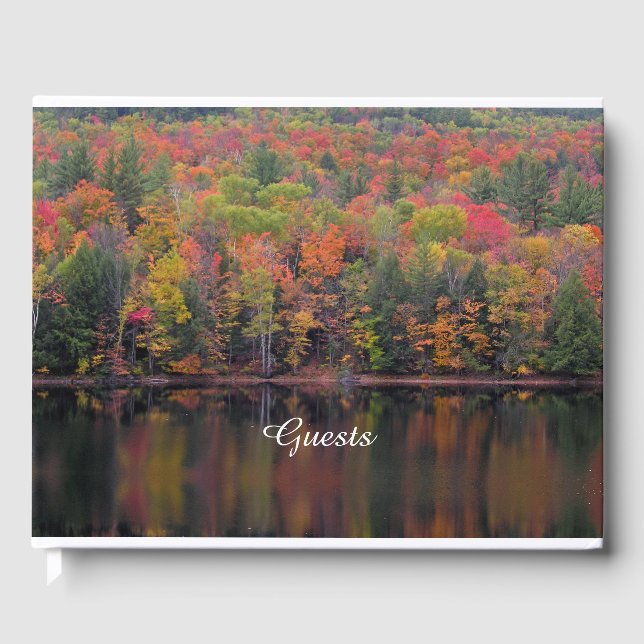 Autumn Leaves Fall Colour Scene Guest Book (Front)