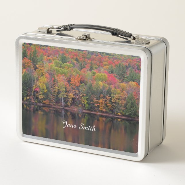 Autumn Leaves Fall Colour Scene Metal Lunchbox (Front)