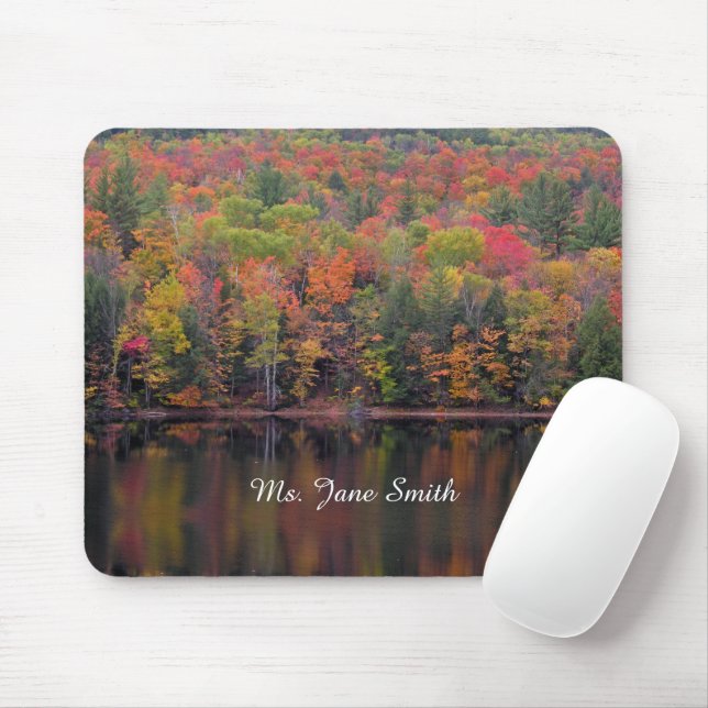 Autumn Leaves Fall Colour Scene Mouse Pad (With Mouse)