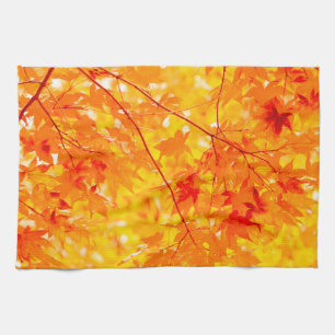 Autumn Leaves Fall Colour Trees Yellow Tea Towel