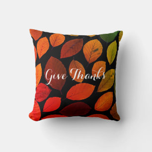 Autumn Leaves Fall Colourful Nature Give Thanks Cushion