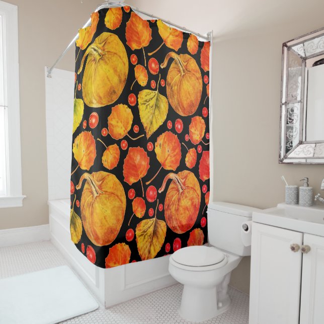 Autumn Leaves Fall Colourful Nature Seasonal leaf Shower Curtain (In Situ)
