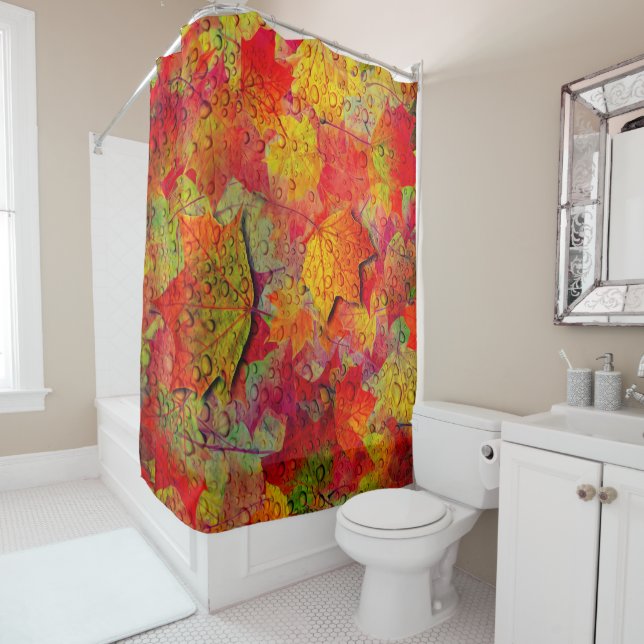 Autumn Leaves Fall Colourful Nature Seasonal leaf Shower Curtain (In Situ)