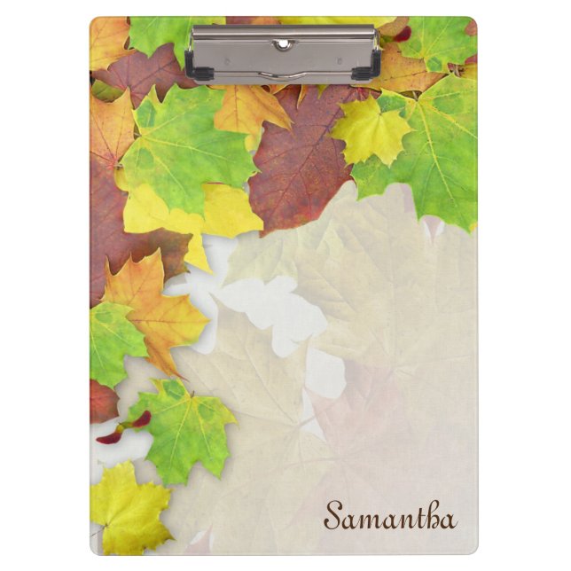 Autumn Leaves Fall Colours Add Your Name Clipboard (Front)