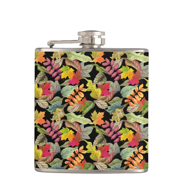 Autumn Leaves | Fall Colours Hip Flask (Front)