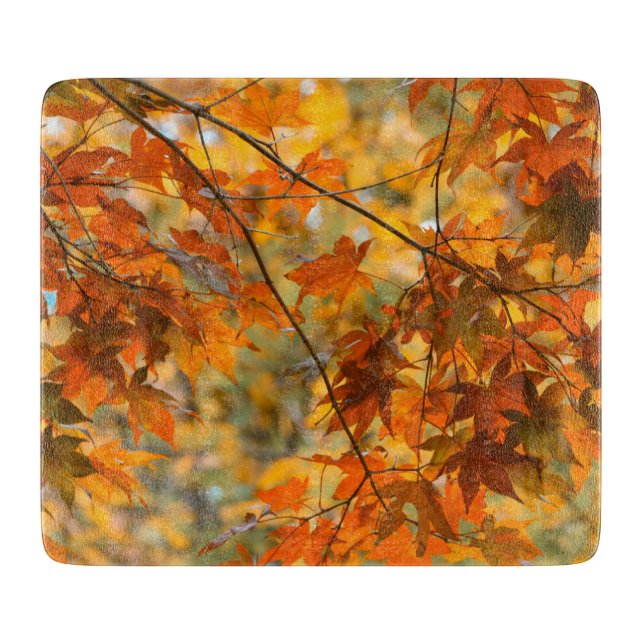 Autumn Leaves Fall Foliage Orange Nature Cutting Board (Front)