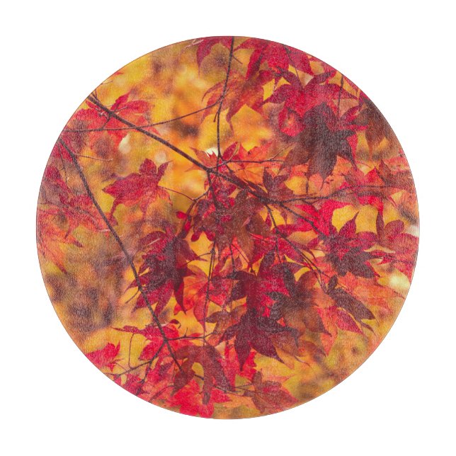 Autumn Leaves Fall Foliage Red Nature Cutting Board (Front)