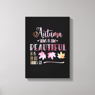 Autumn leaves, fall - Goodbye, poem. Calligraphy Canvas Print