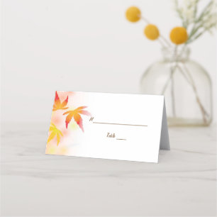 Autumn Leaves Fall In Love Wedding Folded Place Card