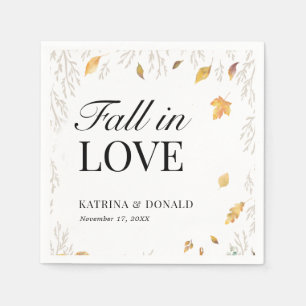 Autumn Leaves Fall in Love Wedding Napkins