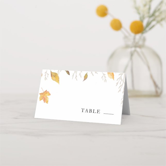 Autumn Leaves Fall in love Wedding Place Card (Front)