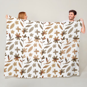 Autumn leaves fall in warm winter Cosy floral Fleece Blanket