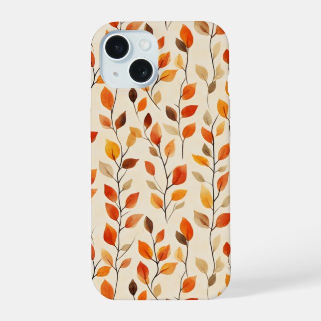Autumn Leaves Fall Pattern iPhone 15 Case (Back)