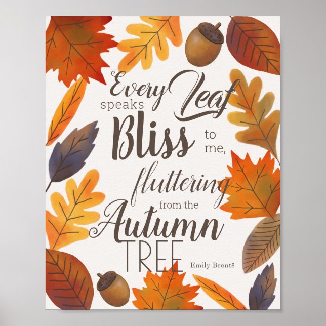 Autumn Leaves Fall Quote Emily Bronte Poster (Front)
