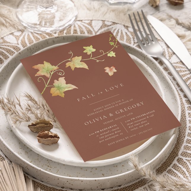 Autumn Leaves Fall Rehearsal Dinner Invitation (Creator Uploaded)