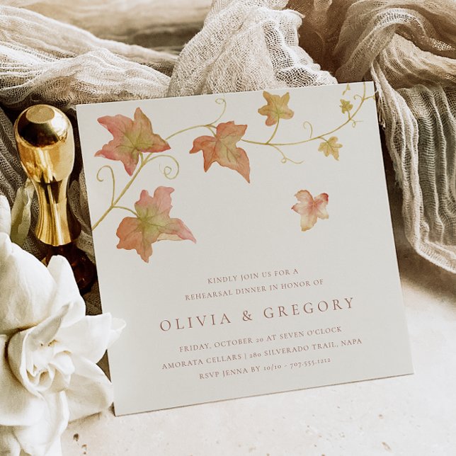 Autumn Leaves Fall Rehearsal Dinner Invitation (Creator Uploaded)
