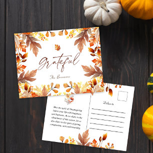 Autumn Leaves Fall Rustic Thanksgiving Holiday Postcard