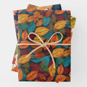 Autumn Leaves Fall Season Nature Patterned Pretty Wrapping Paper Sheet