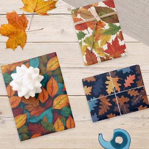 Autumn Leaves Fall Season Nature Patterned Pretty Wrapping Paper Sheet