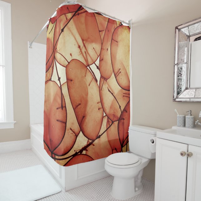 Autumn Leaves Fall Terracotta Nature Seasonal Boho Shower Curtain (In Situ)