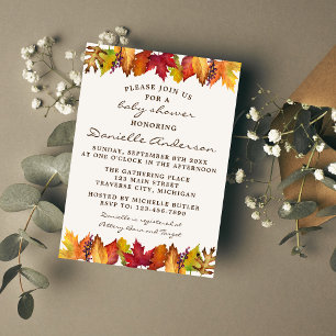 Autumn Leaves Fall Wedding Baby Shower Invitation