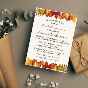 Autumn Leaves Fall Wedding Bridal Shower Invitation