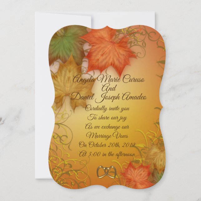 Autumn leaves Fall wedding Invitation (Front)