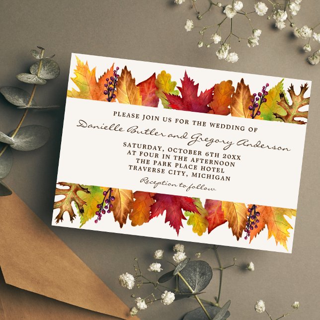 Autumn Leaves Fall Wedding Invitation (Creator Uploaded)