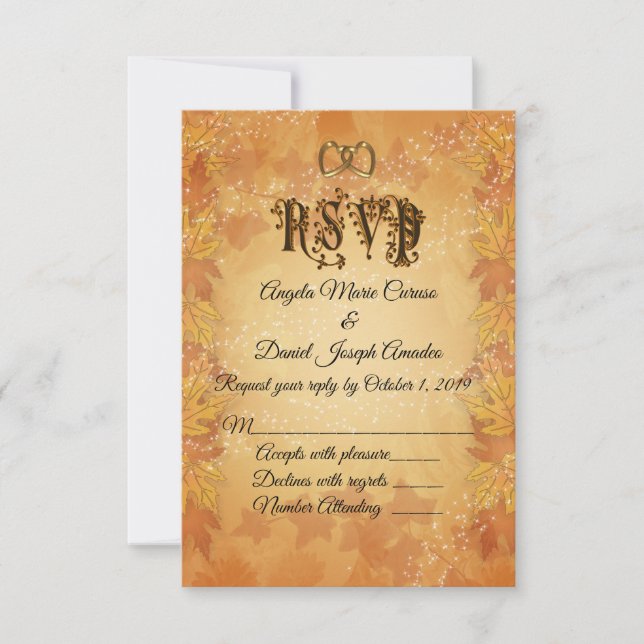 Autumn leaves Fall wedding RSVP Invitation (Front)