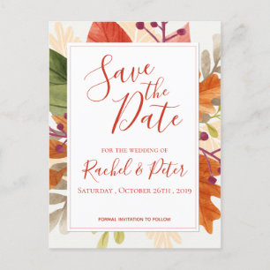 Autumn Leaves Fall Wedding Save the Date Card