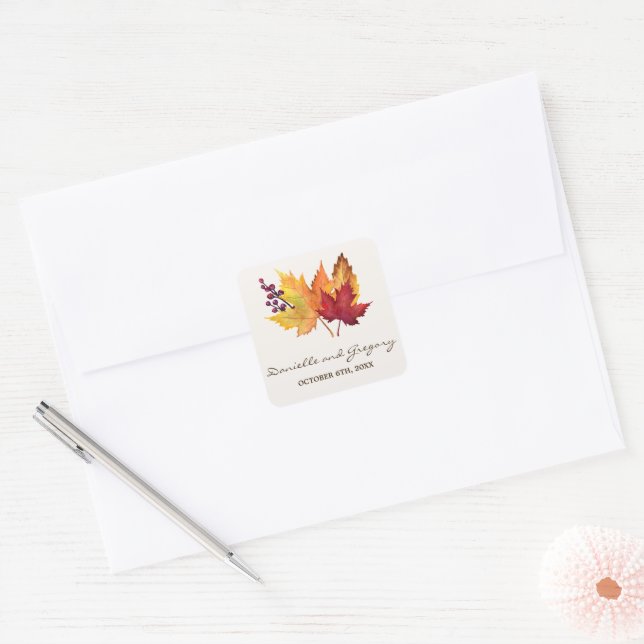 Autumn Leaves Fall Wedding Stickers (Envelope)
