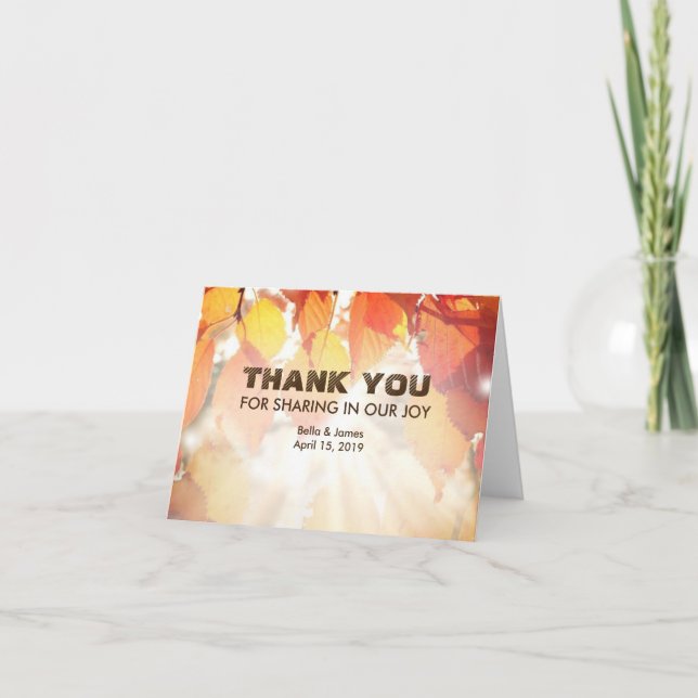 Autumn Leaves Fall Wedding Thank You Card (Front)