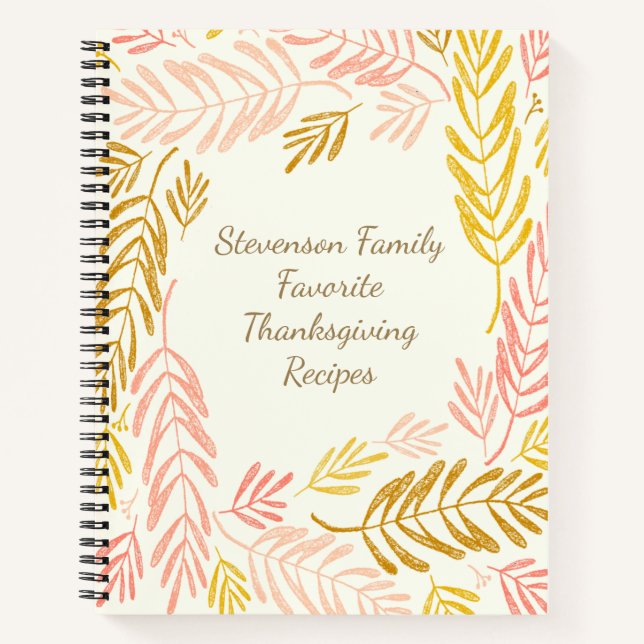 Autumn Leaves Family Name Thanksgiving Recipe Notebook (Front)