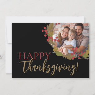 Autumn Leaves Family Photo Happy Thanksgiving Holiday Card
