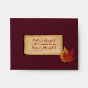 Autumn Leaves FAUX Burlap A2 Envelope (RSVP) Wine