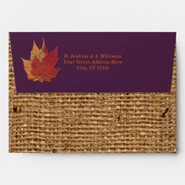 Autumn Leaves, FAUX Burlap A7 Envelope (Back (Top Flap))