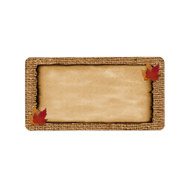 Autumn Leaves, FAUX Burlap Address Labels (Front)